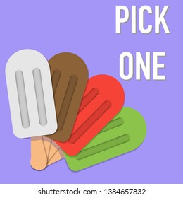 ice cream on stick in flat design vector