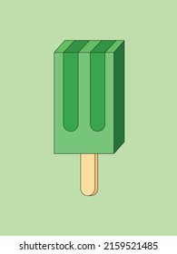 Ice cream on a stick of green color. Abstract image.