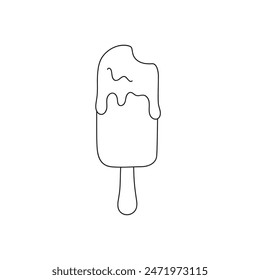 Ice cream on stick. Icon. Simple vector black and white image.