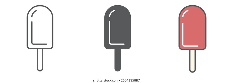 Ice cream on stick icon collection, dessert and delicious, chocolate stick ice cream sign vector graphics, editable stroke linear icon, eps 10