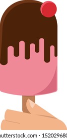 Ice cream on stick, illustration, vector on white background.