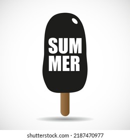 Ice cream on a stick. Lettering Summer. Vector illustration