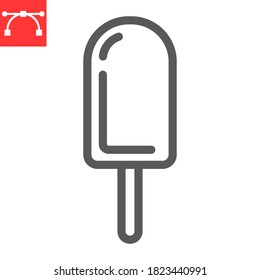 Ice cream on stick line icon, dessert and delicious, chocolote stick ice cream sign vector graphics, editable stroke linear icon, eps 10