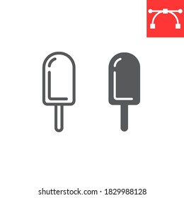 Ice cream on stick line and glyph icon, dessert and delicious, chocolote stick ice cream sign vector graphics, editable stroke linear icon, eps 10