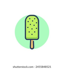 Ice cream on stick line icon. Sundae, sweet, icing outline sign. Dessert and food concept. Vector illustration for web design and apps