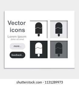 Ice cream on a stick placed on web page template flat vector icon.