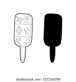 ice cream on a stick, silhouette of ice cream