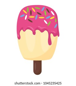 An ice cream on stick with two flavors