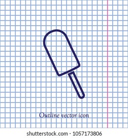 Ice cream on stick, vector outline icon