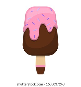 Ice cream on stick vector icon.Cartoon vector icon isolated on white background ice cream on stick.