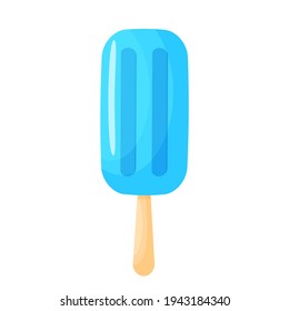 Ice cream on a stick vector illustration. Blue popsicles in cartoon style. Isolated on white background
