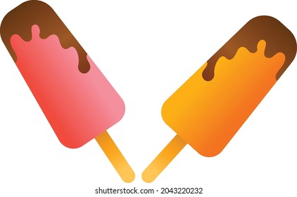 Ice cream on stick vector art and illustration