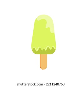 Ice cream on a stick. Vector drawing on a white isolated background. Illustration in flat, cartoon style.