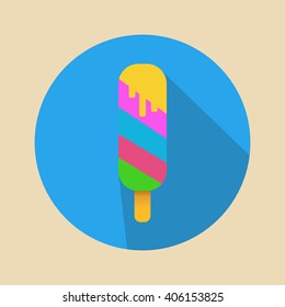 Ice cream on a stick Vector. Icon for web and mobile application. Flat design style.