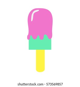 ice cream on a stick, vector, colorful popsicle ice cream card, typography, fashion, textiles, orange, hot, sunny bright pattern design. texture printed on a T-shirt, slim design