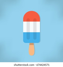 Ice cream on a stick. Vector flat illustration in flat design style