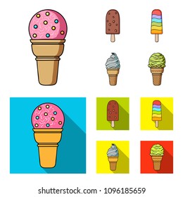 Ice cream on a stick, in a waffle cone and other species. Ice cream set collection icons in cartoon,flat style vector symbol stock illustration web.