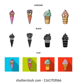 Ice cream on a stick, in a waffle cone and other species. Ice cream set collection icons in cartoon,black,flat style vector symbol stock illustration web.