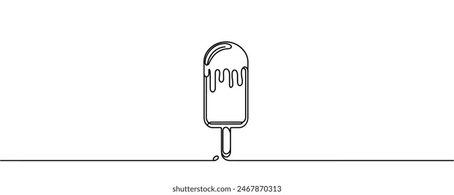 Ice cream on a stick and in a waffle cone in one continuous pattern. vector illustration