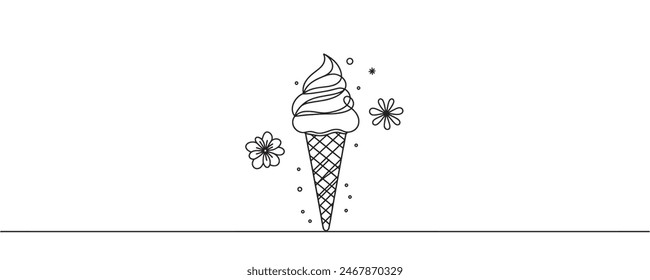 Helado en un palo y en un cono de gofre en un patrón continuo. Ilustración vectorial