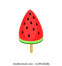 ice cream on stick in watermelon shape, vector illustration