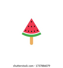 Ice cream on stick in watermelon shape.Vector illustration.