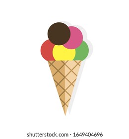 Ice cream on white background. Vector illustration in trendy flat style. EPS 10.
