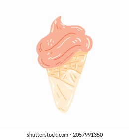 Helado de fondo blanco. Pintura digital. Ilustración vectorial.
