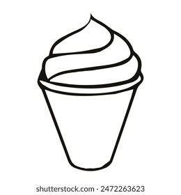 Helado sobre fondo blanco. Icono de línea de Vector plana. Conveniente para el diseño de la camiseta, ilustración de estilo de dibujos animados