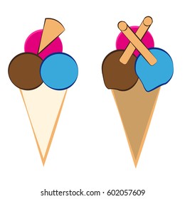 Ice cream on white background. Vector illustration.
