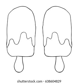 Ice cream on white background illustration. Cloth design, wallpaper, wrapping, textiles, paper, cards, invitations, holiday