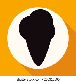 Ice Cream on white circle with a long shadow
