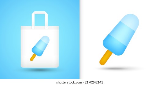 Ice Cream on white tote bag. Vector illustration