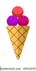 Ice cream on wooden stick with pink icing and sprinkles vector