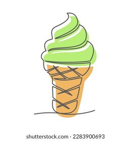 Crema de hielo Dibujo de una línea sobre fondo blanco