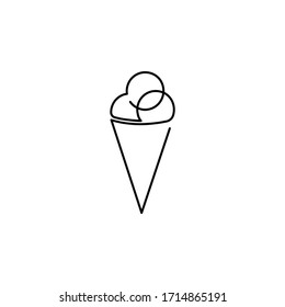 ice cream one line icon on white background