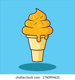 ice cream with orange flavor and sprinkle