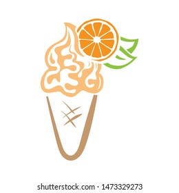 ice cream with orange fruit, vector 