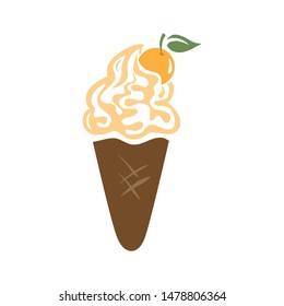 ice cream with orange fruit, vector 