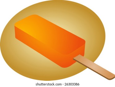 Ice cream orange posicle on stick illustration