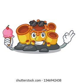 With ice cream orange sponge coral isolated with cartoon