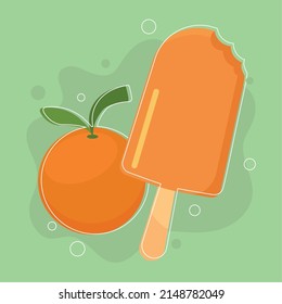 ice cream of orange in stick