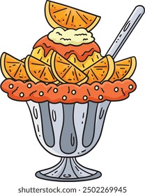 Ice Cream Orange Sundae Cartoon Colored Clipart 