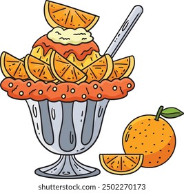 Ice Cream Orange Sundae Cartoon Colored Clipart 