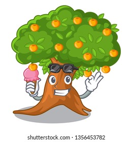 With ice cream orange tree in the character shape