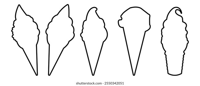 ice cream outline  icon set vector on white background 