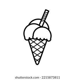 Ice cream. Ice cream outline icons. Ice cream sign. Ice cream icon vector design illustration on white background.