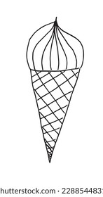 Ice cream outline illustration vector image. Hand drawn ice cream sketch image artwork. Simple original logo icon from pen drawing sketch.