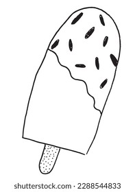 Ice cream outline illustration vector image. Hand drawn ice cream sketch image artwork. Simple original logo icon from pen drawing sketch.