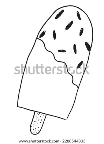Ice cream outline illustration vector image. Hand drawn ice cream sketch image artwork. Simple original logo icon from pen drawing sketch.